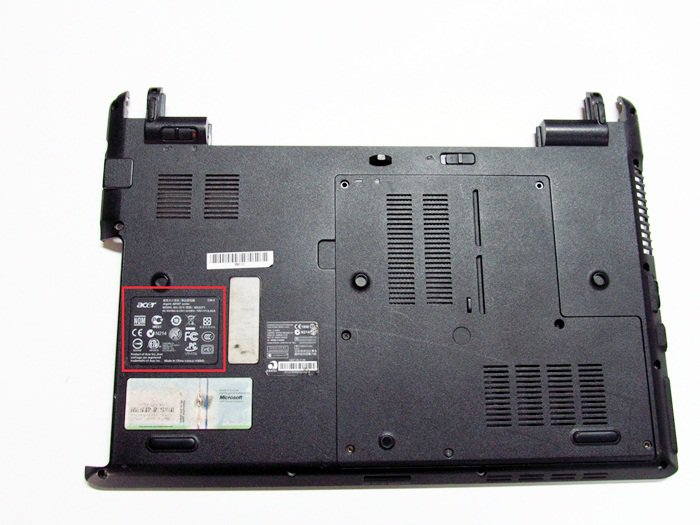 Where is the model number on an Acer